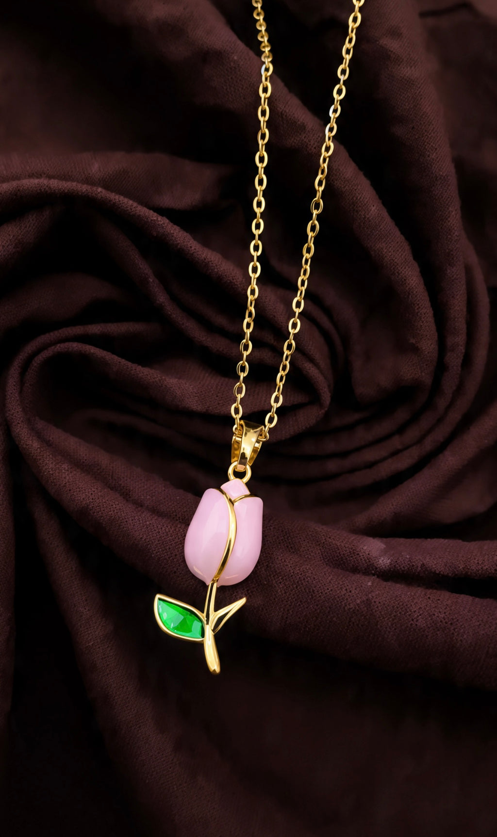 Lady Bug Pink Tulip Pendent