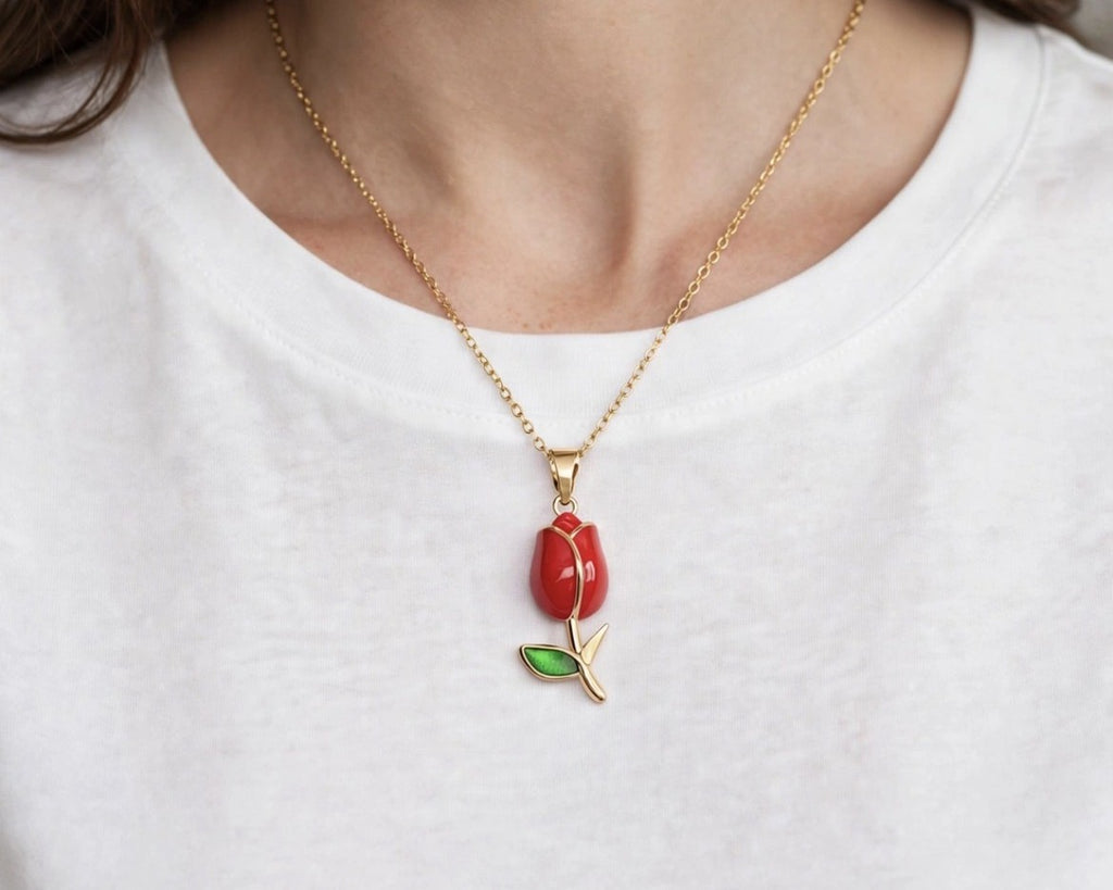 Lady Bug Red Tulip Pendent