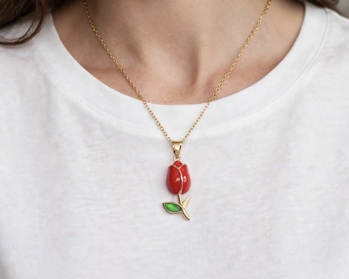 Lady Bug Red Tulip Pendent