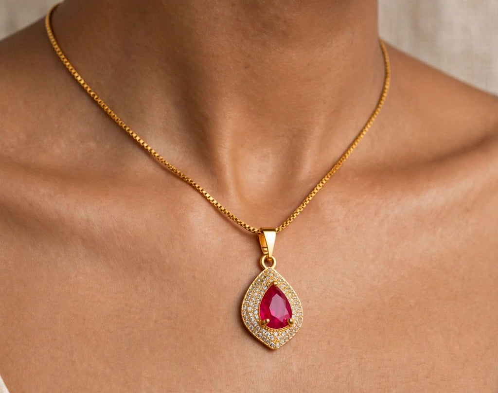 Red Royal Pendant & Earring Set