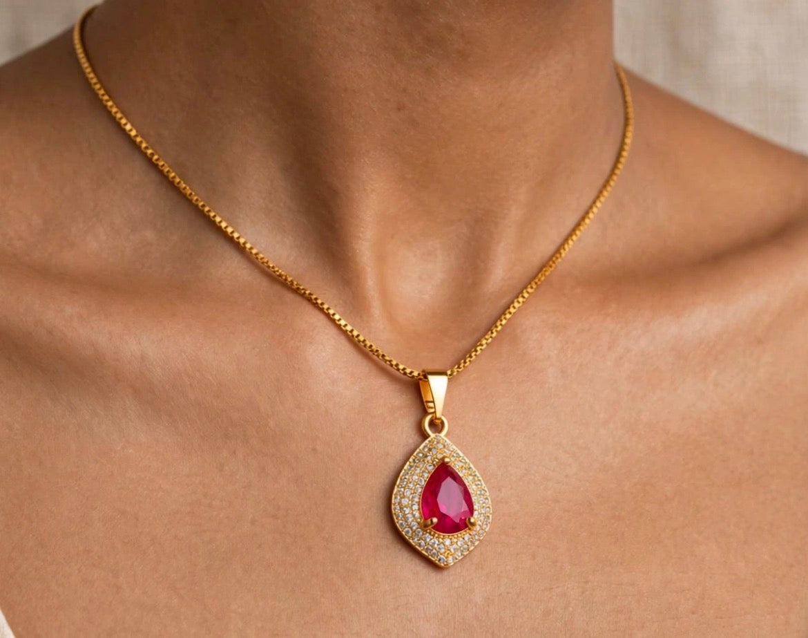 Red Royal Pendant & Earring Set