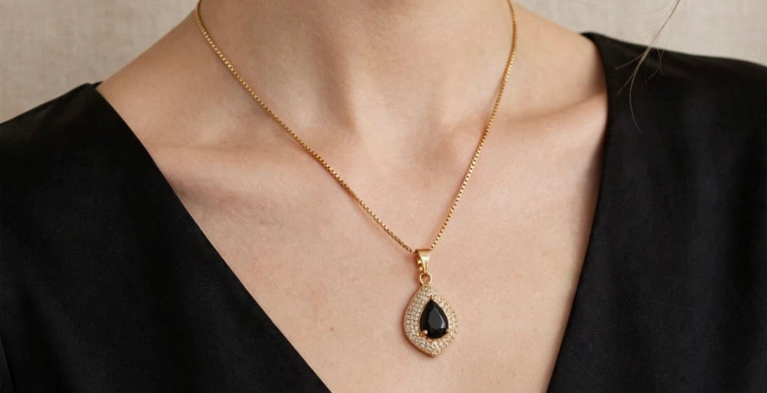 Black Royal Pendant & Earring Set